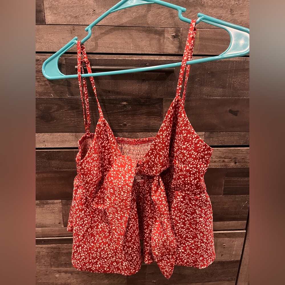 Red Floral Sleeveless Top